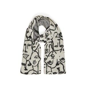 InWear‎ TessaIw Scarf Alpaca & Wool RWS Faces Design Wrap Shawl 17"x86" SOFT EUC